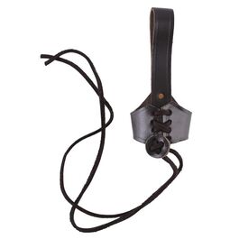 ADJUSTABLE BELT HOLDER FOR DAGGERS AND HORNS, BROWN LEATHER